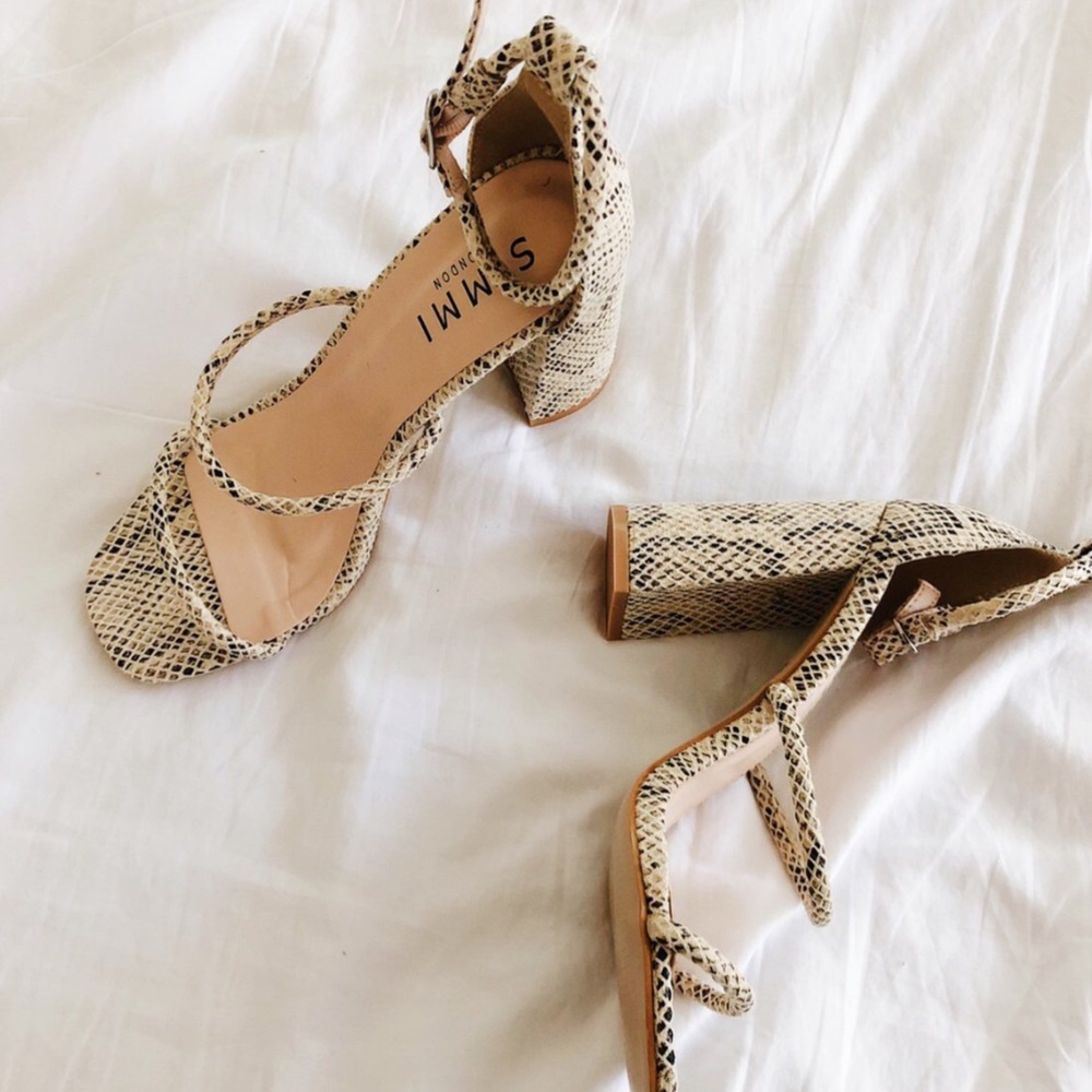 ASOS Simmi London Strappy Snakeskin Heels 6.5